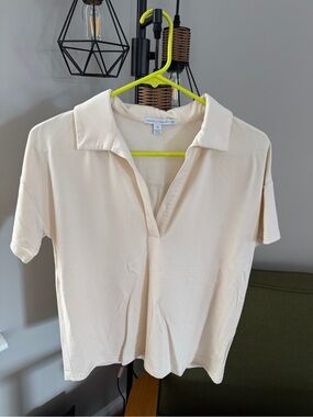 Threads 4 Thought Cream V-Neck Polo Tee